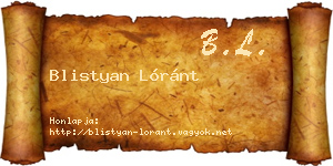 Blistyan Lóránt névjegykártya